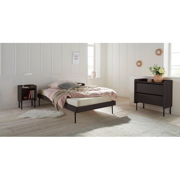 Crna visoka komoda u dekoru hrasta 80x82 cm Wrap – Bonami Selection-image-1