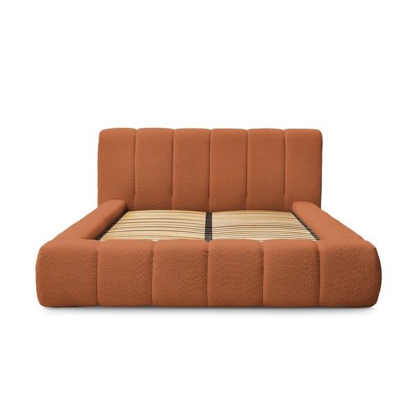 Narančasti tapecirani bračni krevet s prostorom za odlaganje s podnicom 160x200 cm Denali – Bobochic Paris-image-3