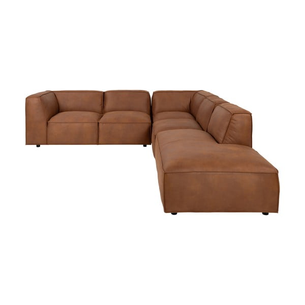 Konjak smeđa kutna garnitura od imitacije kože (s desnim kutom) Fairfield Kentucky – Bonami Selection