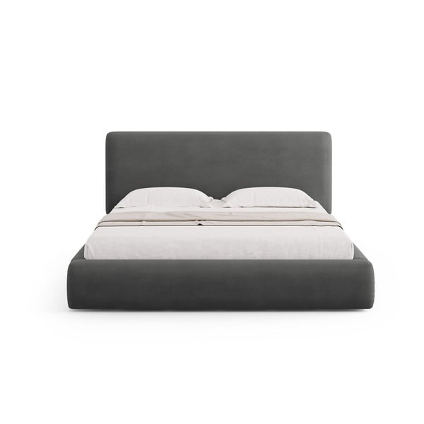 Sivi tapecirani bračni krevet s prostorom za pohranu s podnicom 180x200 cm Colonel – Cosmopolitan Design-image-3