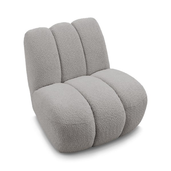 Svijetlo siva fotelja od bouclé tkanine Janissaire – Bobochic Paris-image-4