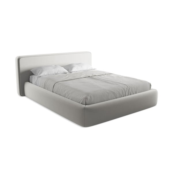 Svijetlo sivi tapecirani bračni krevet s prostorom za odlaganje s podnicom 160x200 cm Kiana – Makamii-image-2
