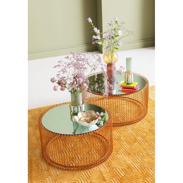 Okrugli stolići za kavu u setu 2 kom u bakrenoj boji ø 69,5 cm Wire Big – Kare Design-image-1