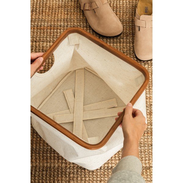 Krem tekstilna kutija za pohranu 30x30x30 cm Bamboo/Linen Cube – Bigso-image-3