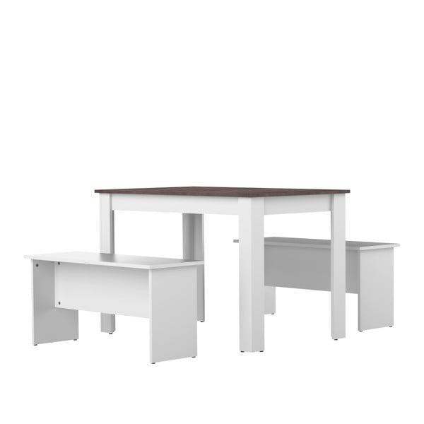Bijelo-sivi stol za blagovanje s 2 TemaHome Nice klupe