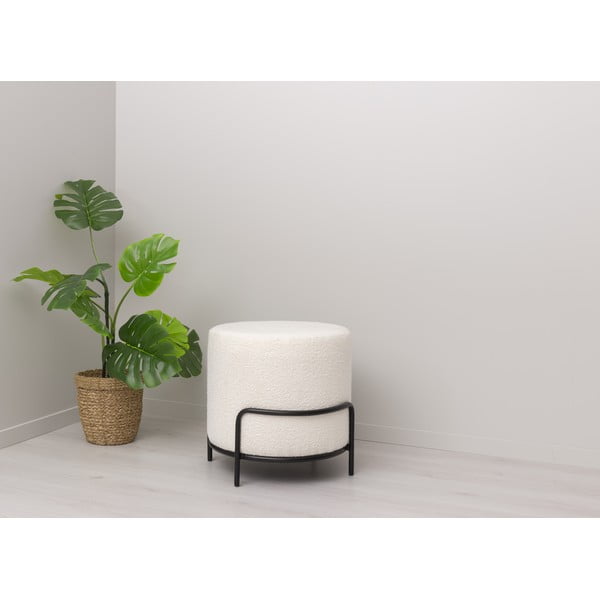 Bijeli tabure od bouclé tkanine Carl – Tenzo-image-1