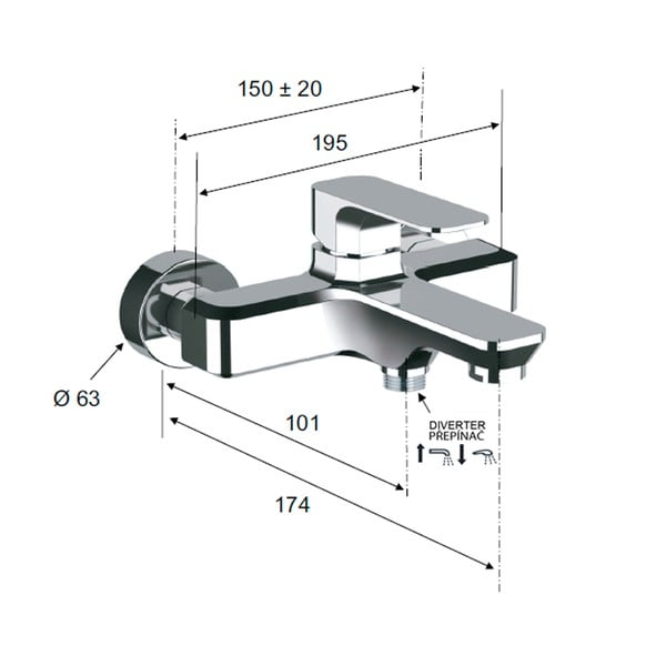 Zidna slavina za kadu u zlatnoj boji (s 2 izlaza) Spy – Sapho-image-4
