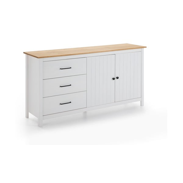 Bijela niska komoda od masivnog bora 150x80 cm Miranda – Marckeric-image-2