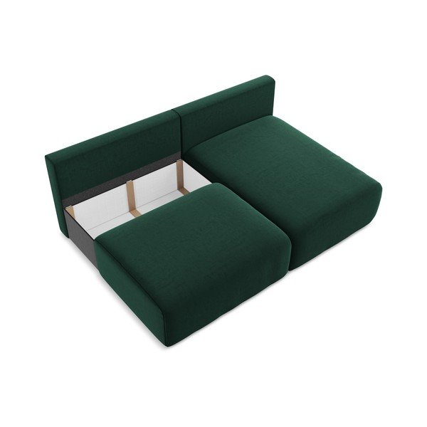 Tamno zelena baršunasti sklopiva/s prostorom za odlaganje kutna garnitura (s desnim kutom/s ležaljkom) Kalena – Makamii-image-4