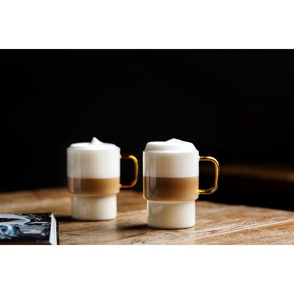 Žute staklene šalice u setu 2 kom za cappuccino 350 ml Livio – Vialli Design-image-3