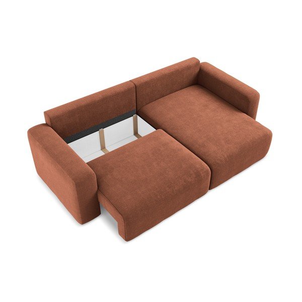 Sklopiva/s prostorom za odlaganje kutna garnitura od šenila boja terakote (s desnim kutom/s ležaljkom) Kona – Makamii-image-4