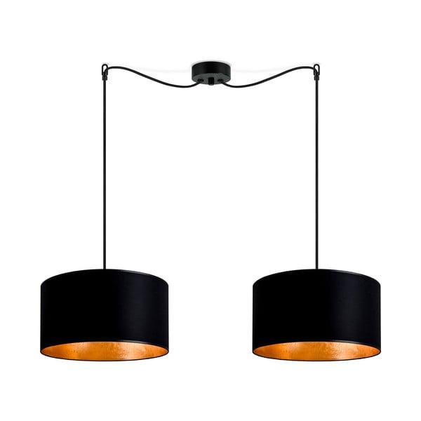 Crna viseća svjetiljka s dva kraka sa zlatnom unutrašnjosti Sotto Luce Mika, ⌀ 36 cm