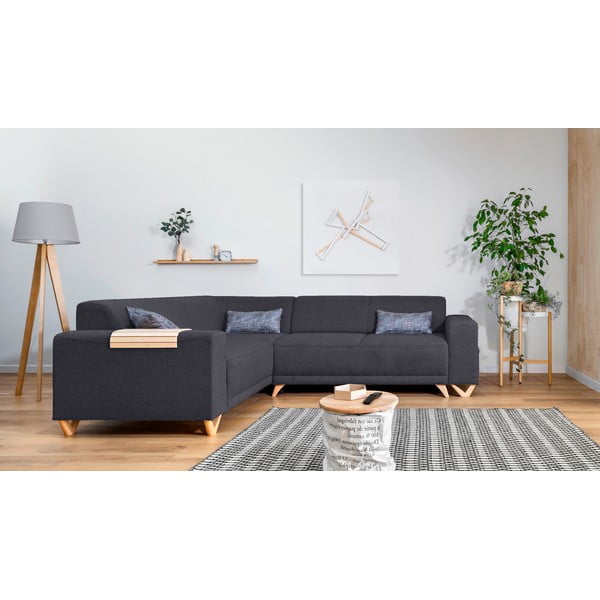 Antracitno siva sklopiva/s prostorom za odlaganje kutna garnitura (s lijevim kutom/u obliku slova L) Classy Sophie – Miuform-image-1