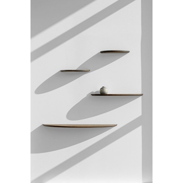 Smeđa polica od punog hrasta 100 cm Mu – Gazzda-image-3