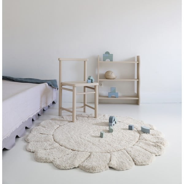 Krem periv/ručno rađen pamučan dječji tepih ø110 cm Gabrielle – Nattiot-image-3