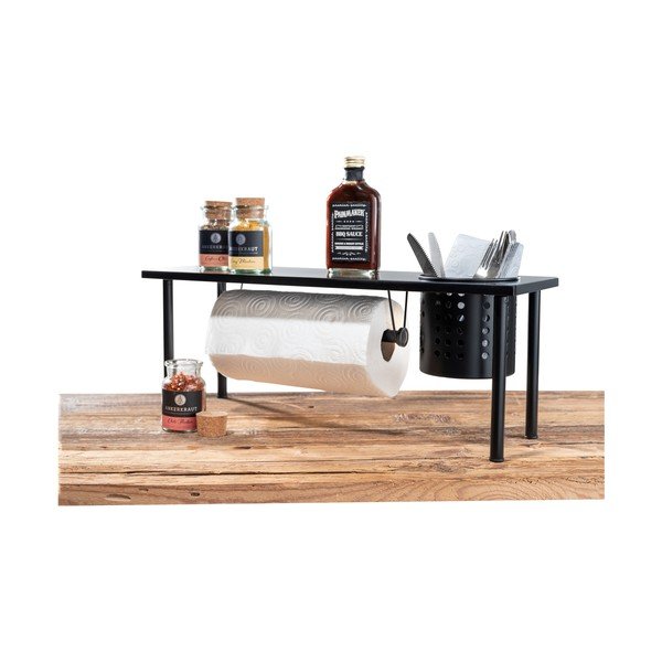 Crna kuhinjska polica s držačem za kuhinjske role Wenko Blanco-image-1