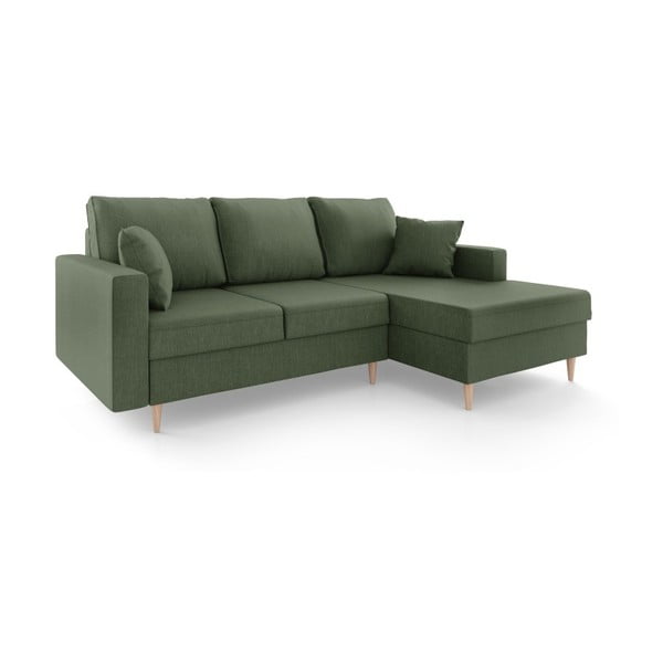 Zeleni kauč na razvlačenje sa prostorom za odlaganje Mazzini Sofas Aubrieta, desni kut