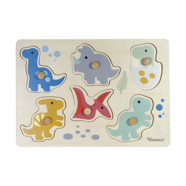 Drvena reljefna puzzle (broj komada 6 kom) Dinosaurs – Kindsgut