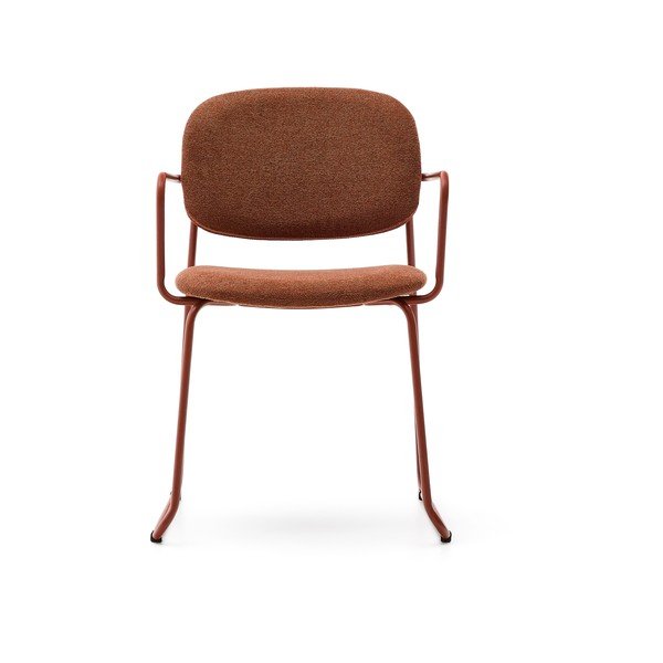 Metalna blagovaonska stolica s naslonima za ruke boja terakote Meli – Kave Home-image-2