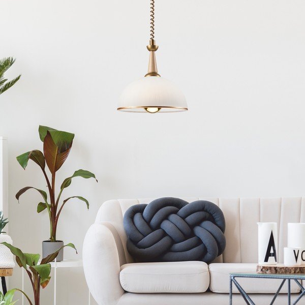 Viseća svjetiljka u zlatnoj boji/u prirodnoj boji sa staklenim sjenilom ø 30 cm Ciara – LAMKUR-image-2