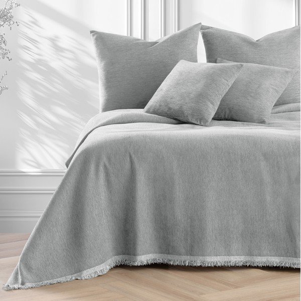 Svijetlo sivi prekrivač od šenila 220x240 cm Talo – Filumi-image-2