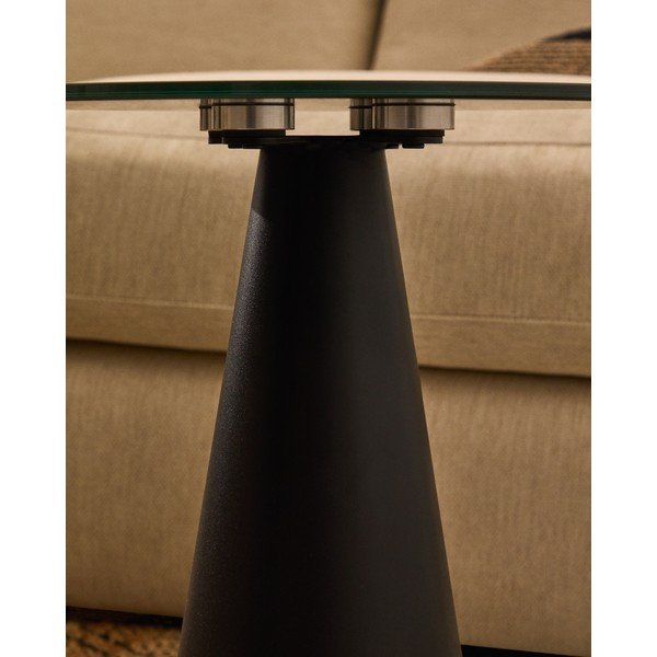 Okrugao pomoćni stol sa staklenom pločom stola ø 35 cm Wilshire – Kave Home-image-2