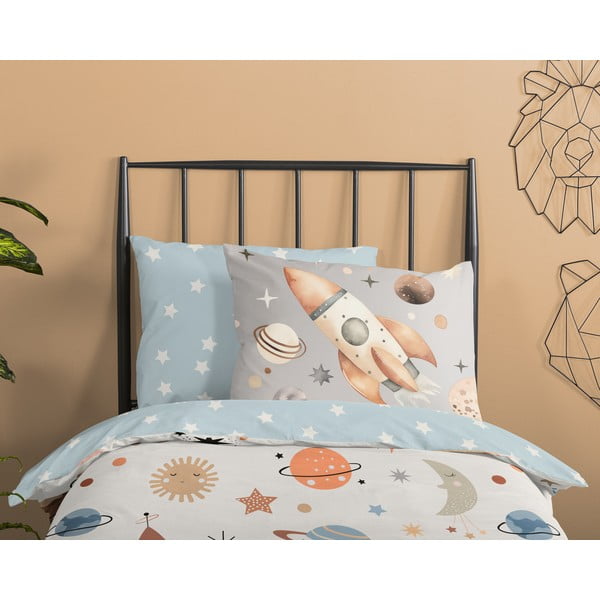 Plava/bež pamučna dječja posteljina za krevet za jednu osobu 140x200 cm Eclips – Good Morning-image-2