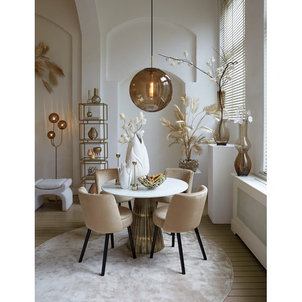 Krem tabure od bouclé tkanine Nafya – Light & Living-image-1