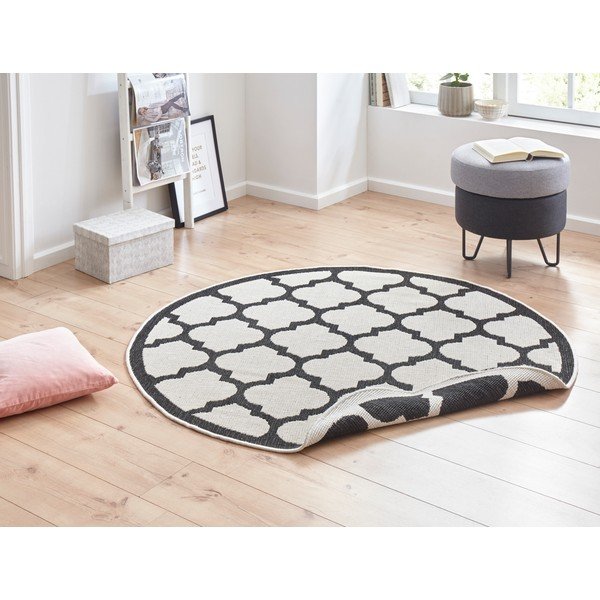 Crno-krem vanjski tepih NORTHRUGS Palermo, ⌀ 200 cm-image-1