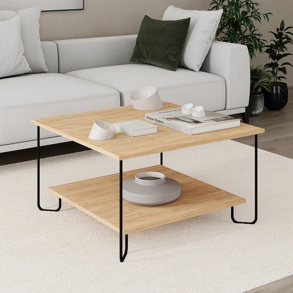 Stolić za kavu s pločom stola u dekoru hrasta u prirodnoj boji 80x80 cm Tonka – Marckeric-image-2