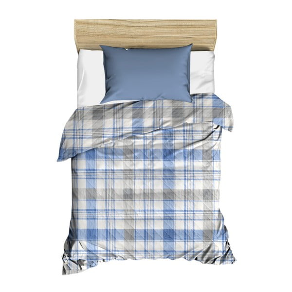 Plavi prošiveni prekrivač preko kreveta Checkers, 160 x 230 cm