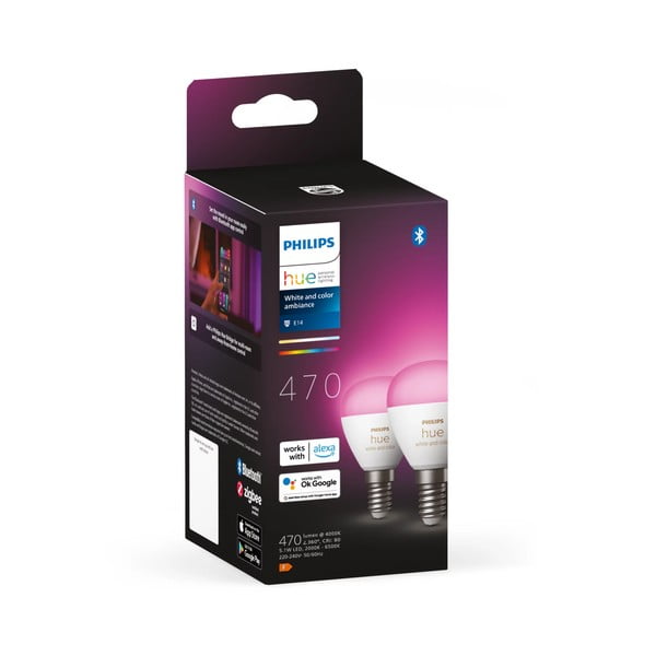 Pametne žarulje u setu 2 kom E14, 5 W White and color ambiance – Philips Hue-image-2