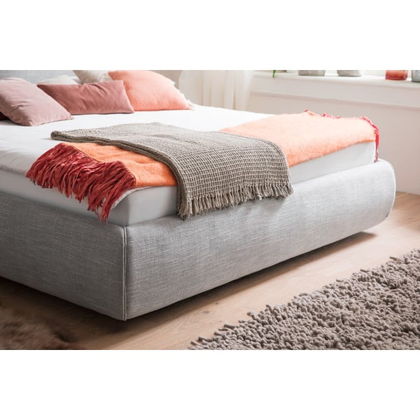 Sivi tapecirani bračni krevet s prostorom za odlaganje s podnicom 180x200 cm Atesio – Meise Möbel-image-1