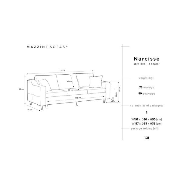 Svijetlozeleni trosjed na razvlačenje s prostorom za odlaganje Mazzini Sofas Narcisse-image-3