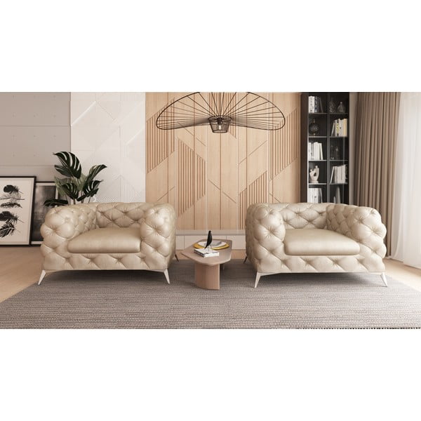 Bež baršunasti fotelja Chelsea – Ropez-image-1