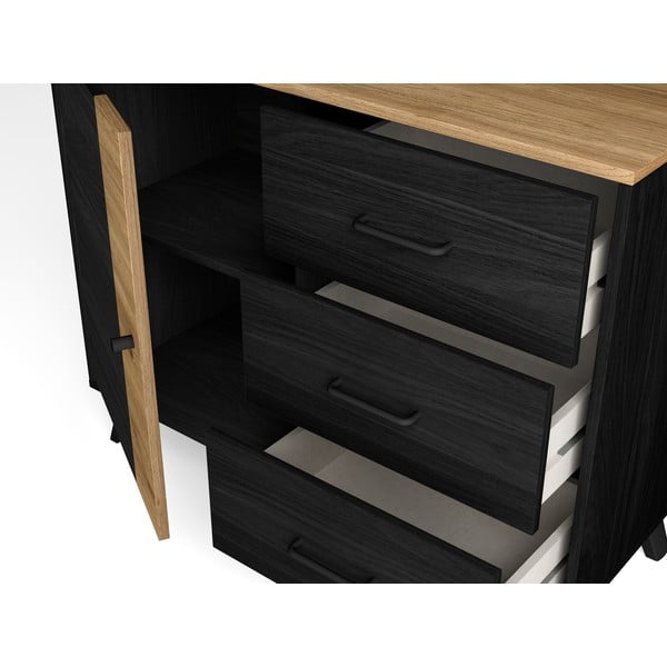 Crna/natur niska komoda u dekoru hrasta 92x81 cm Texas - Marckeric-image-4