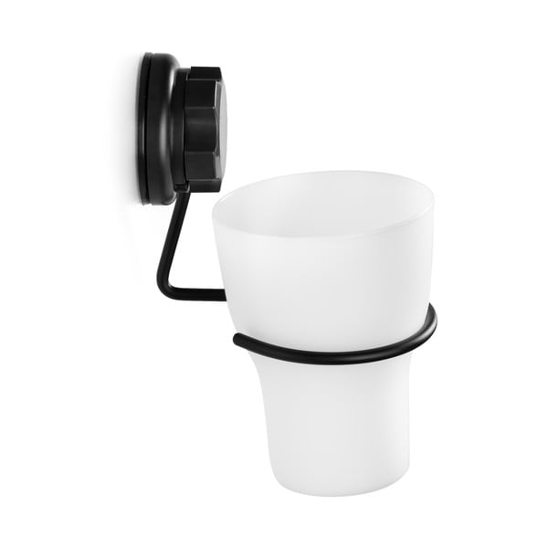 Crna metalna samoljepljiva čaša za četkice za zube Bestlock Black – Compactor-image-1