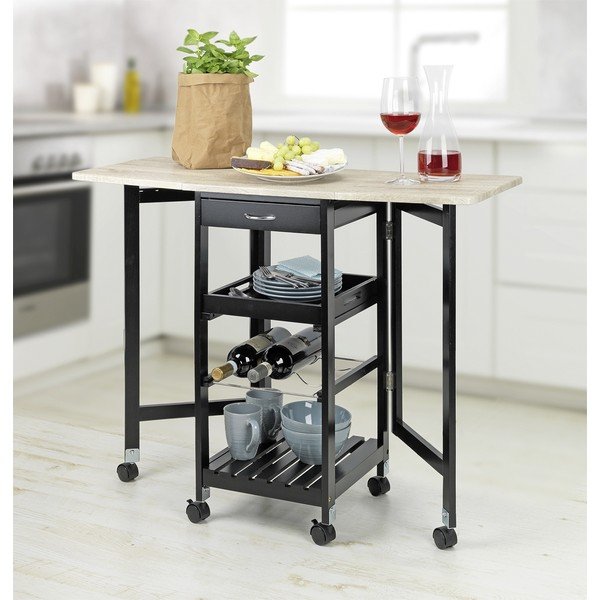 Crna/u prirodnoj boji vitrina za vino u dekoru hrasta broj boca 3 kom, 97x77 cm – Maximex-image-1