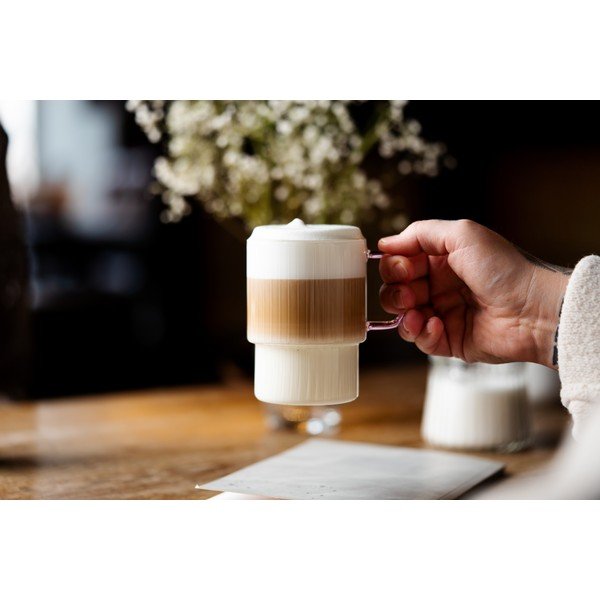 Ružičaste staklene šalice u setu 2 kom za cappuccino 350 ml Livio – Vialli Design-image-4