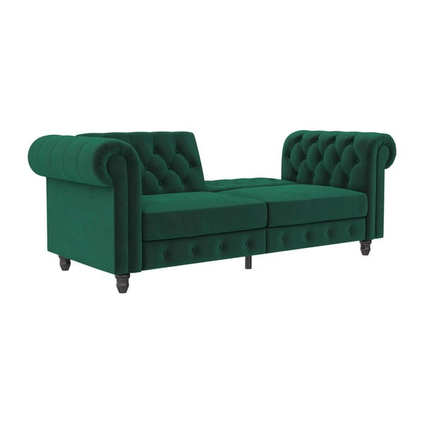 Tamno zelena baršunasti sklopiva sofa 236 cm Felix – Støraa-image-1