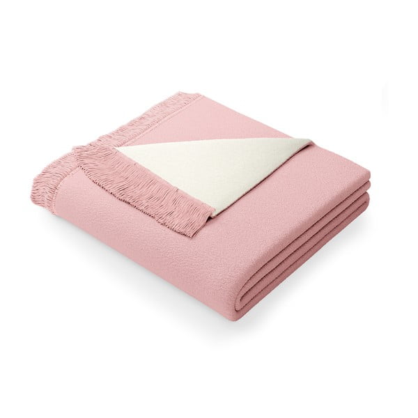 Puderasto ružičasta deka s dodatkom pamuka AmeliaHome Franse, 150 x 200 cm