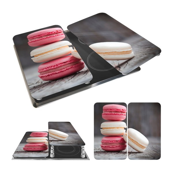 Set od 2 staklena poklopca za štednjak Wenkoo Macarons, 52 x 30 cm-image-2