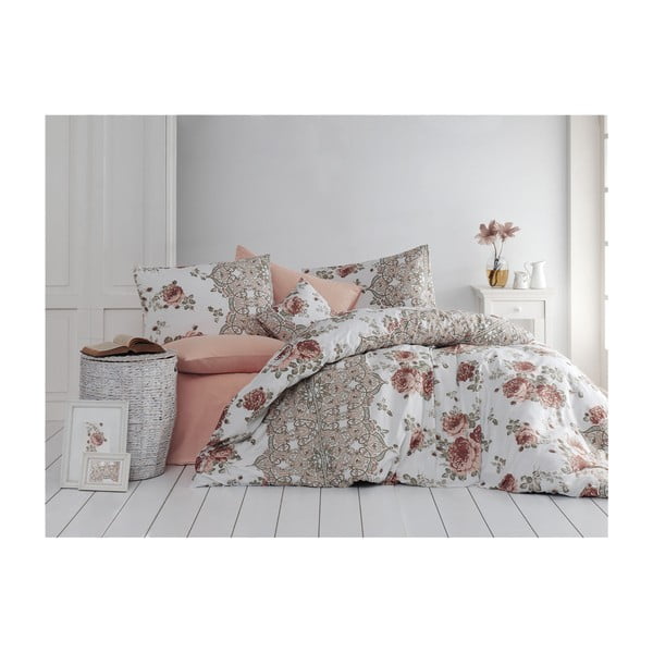 Pamučna posteljina za krevet za jednu osobu Nazenin Home Flowers, 140 x 200 cm