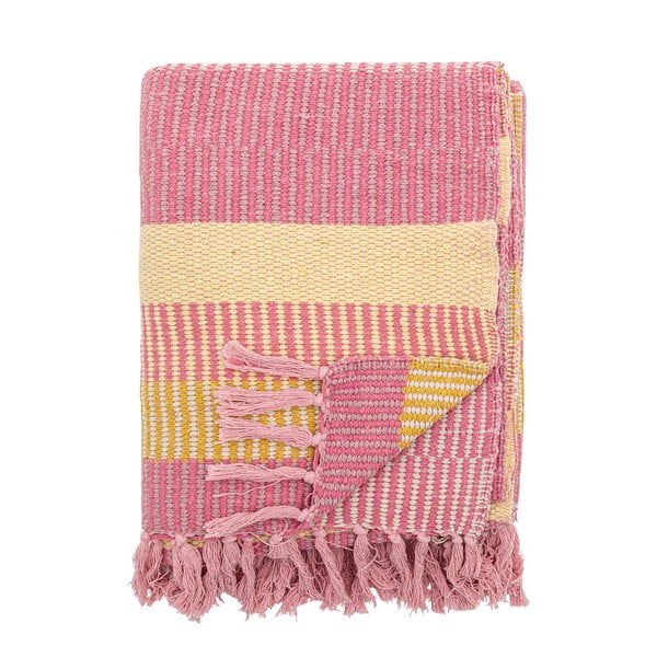 Žuta /ružičasta deka od recikliranog pamuka 130x160 cm Isnel – Bloomingville-image-4