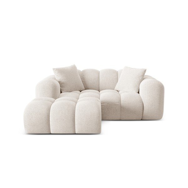 Krem kutna garnitura od šenila (s lijevim kutom/s ležaljkom) Treno – Cosmopolitan Design