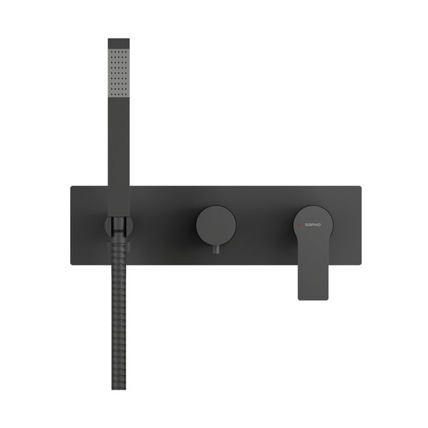 Mat crna ugrađena slavina za tuš (s 2 izlaza) Pax – Sapho