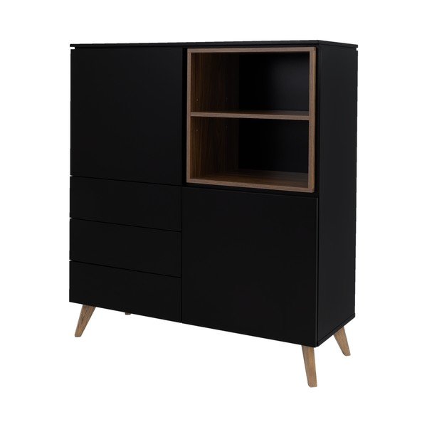 Crna/u prirodnoj boji visoka komoda u dekoru oraha 120x133 cm Plain – Tenzo-image-2