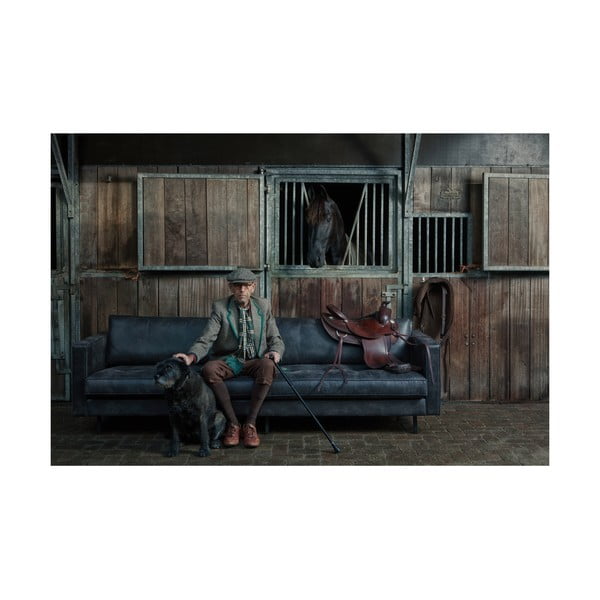 Crna sofa od imitacije kože 277 cm Rodeo – WOOOD-image-1