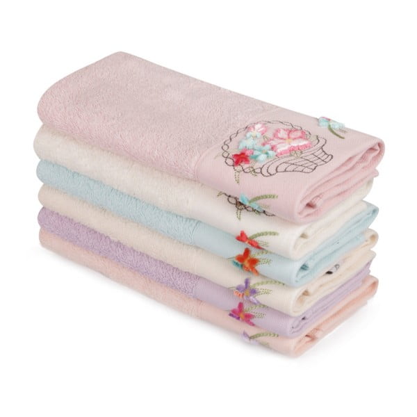 Set od 6 ručnika u boji od čistog Poppy pamuka, 30 x 50 cm