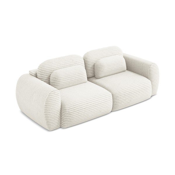 Bež sklopiva/s prostorom za pohranu sofa od samta 266 cm Kini – Makamii-image-2